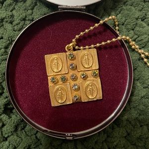 Virgin, Saints & Angels gold cross necklace